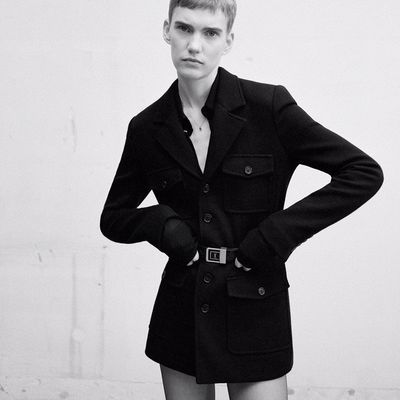 Women's Spring And Fall Fashion Lapel Slim Knit Blazer Buttons Wool Tweed Medium-length Casual Jacket Ngvp #7855