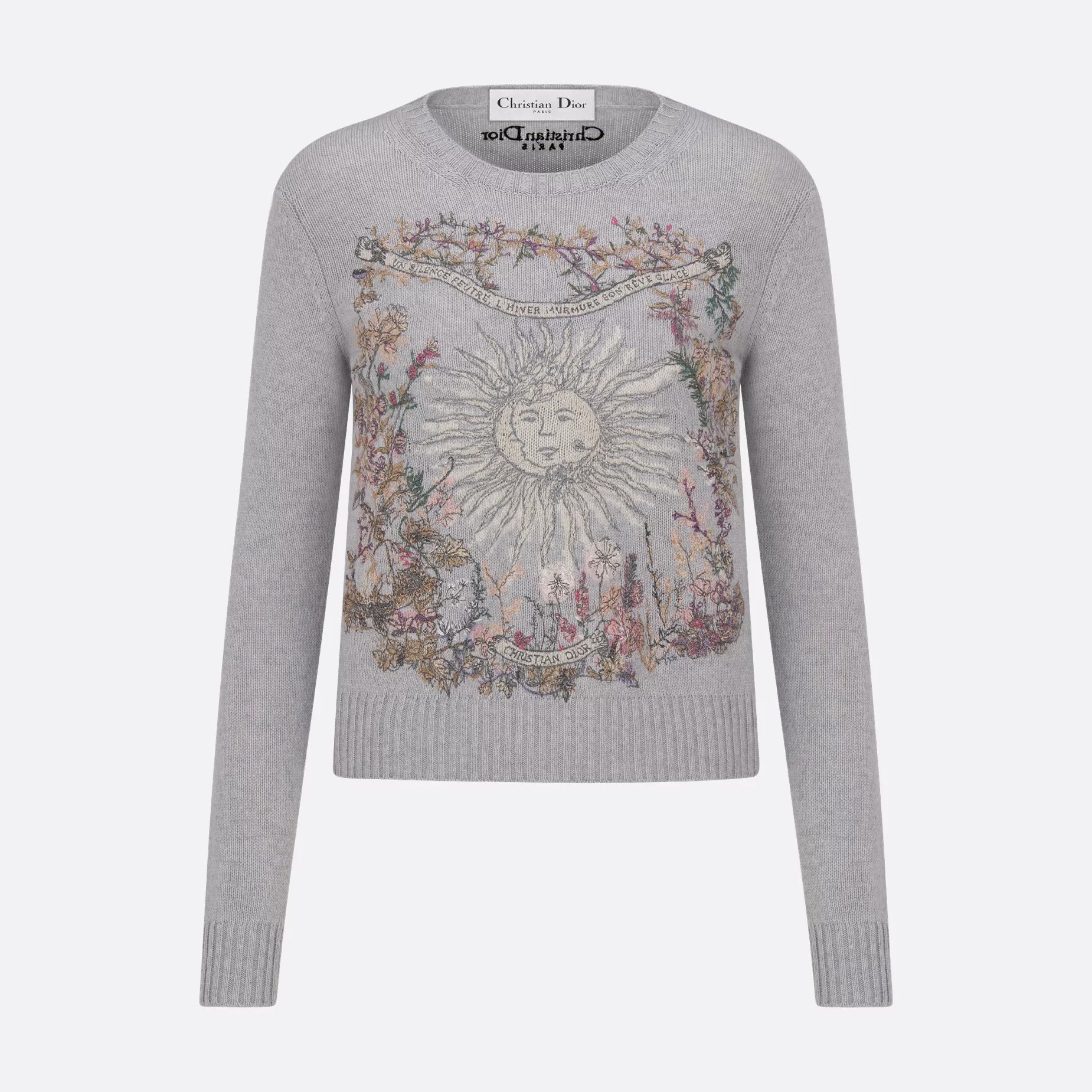 Women's Spring. Autumn And Winter Floral Embroidery Solid Color Long Sleeve Fitted Round Neck Cashmere Pullover Sweater Ngvp #9341