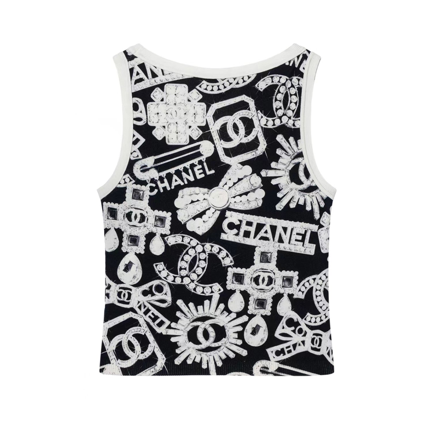 Women's Summer Fashion Trend Pattern Printed Round Neck Sleeveless Straight Top Vest #78413