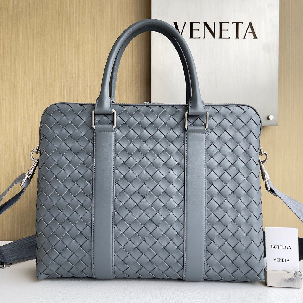 BV Intrecciato Men's Solid Color Adjustable Detachable Shoulder Strap Woven Calfskin Briefcase Handbag Bag Bags #77473