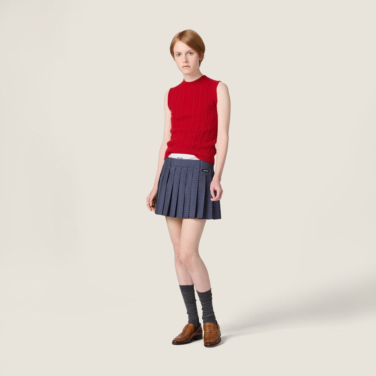 Women's Spring/Summer Knit Tank Top Fashionable Round Neck Sleeveless New Year Red T-Shirt Vest #194404