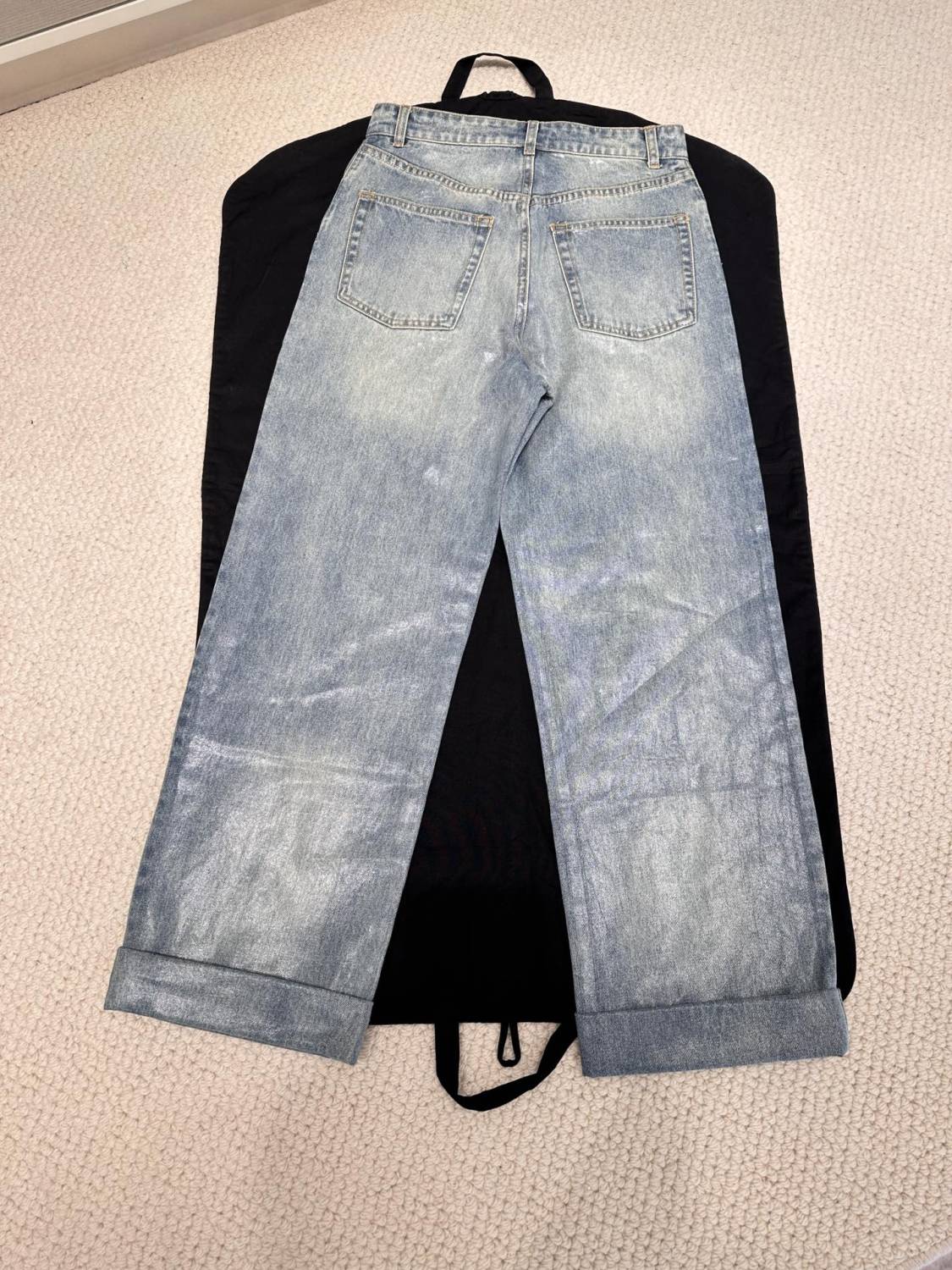 Women's Spring and Autumn Solid Color Zipper Closure Waterproof Coated Jeans Pants #74368