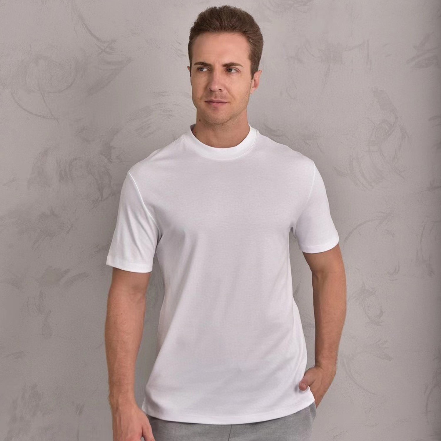 LP Men's Summer Solid Color Casual Fashion Round Neck Cotton Short Sleeve T-Shirt #98734