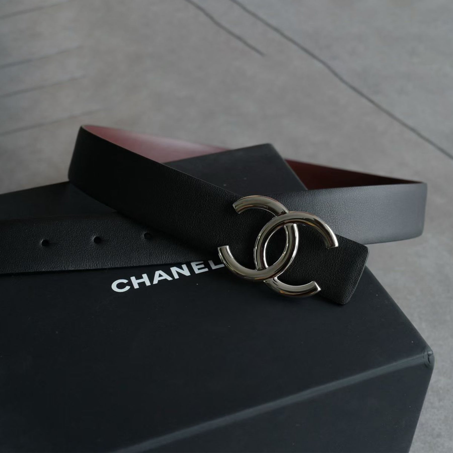 25C Premium Minimalist Logo Belt Diamond-Quilted Black Leather Belt Accessory Width: 3.0cm #193256