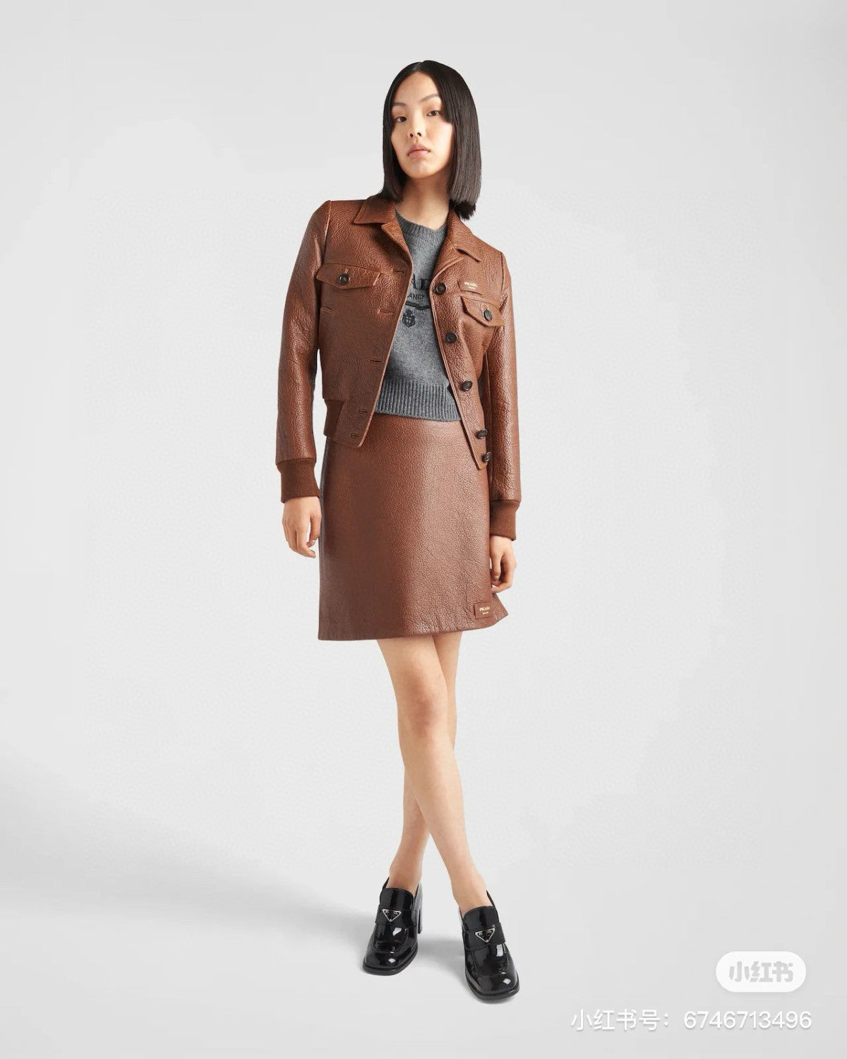 Women's Winter Solid Color Single Breasted Long Sleeve Lapel Lambskin Jacket #98533