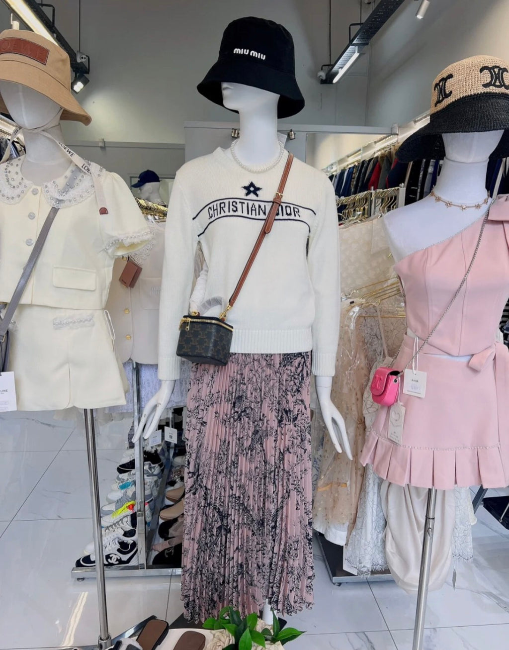 Women's Autumn And Winter Jacquard Knit Sweater Gray Pink 100% Cashmere Fabric With Logo Round Neck Long Sleeve Pullover Knitted Sweater #71784