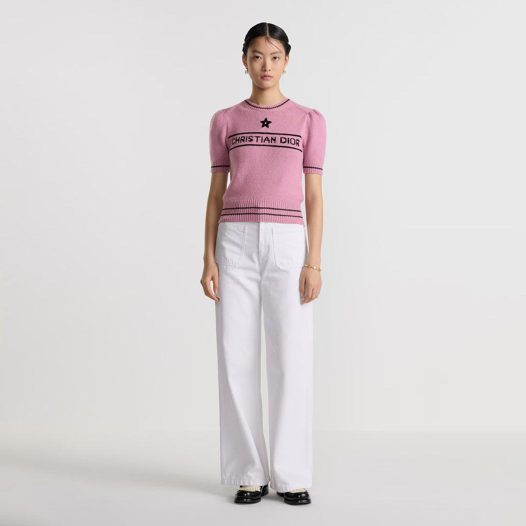 Women's Wool Blend Knit Short Sleeve Top Round Neck Fashion Temperament Short T-Shirt Knitwear #81137