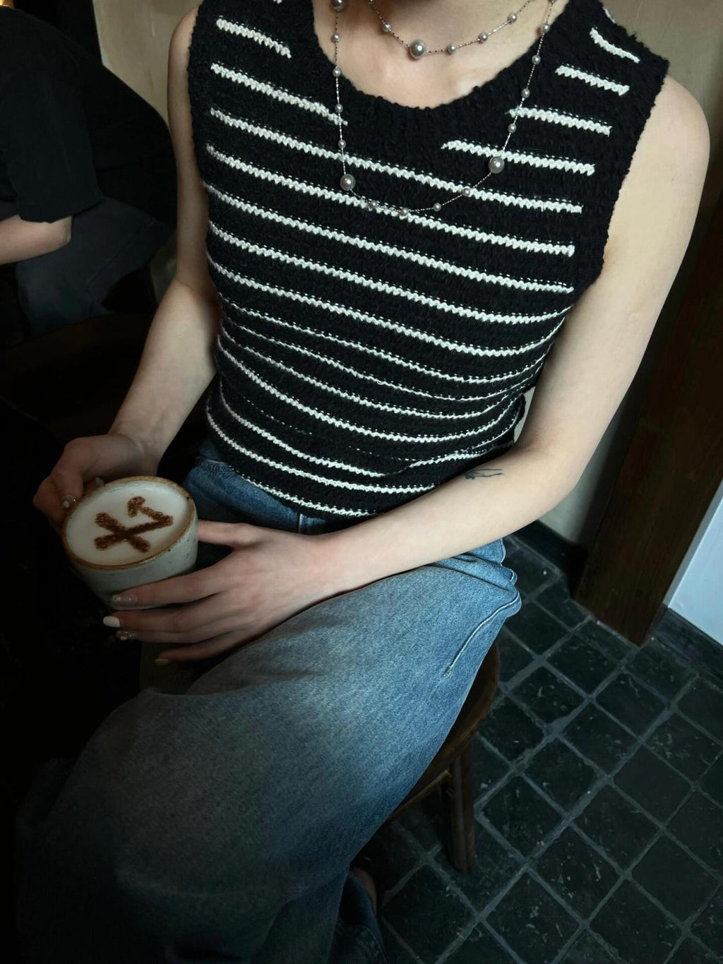 Women's Summer Wool-Blend Striped Crew Neck Multicolor Sleeveless Knit Vest Ngvp #2354