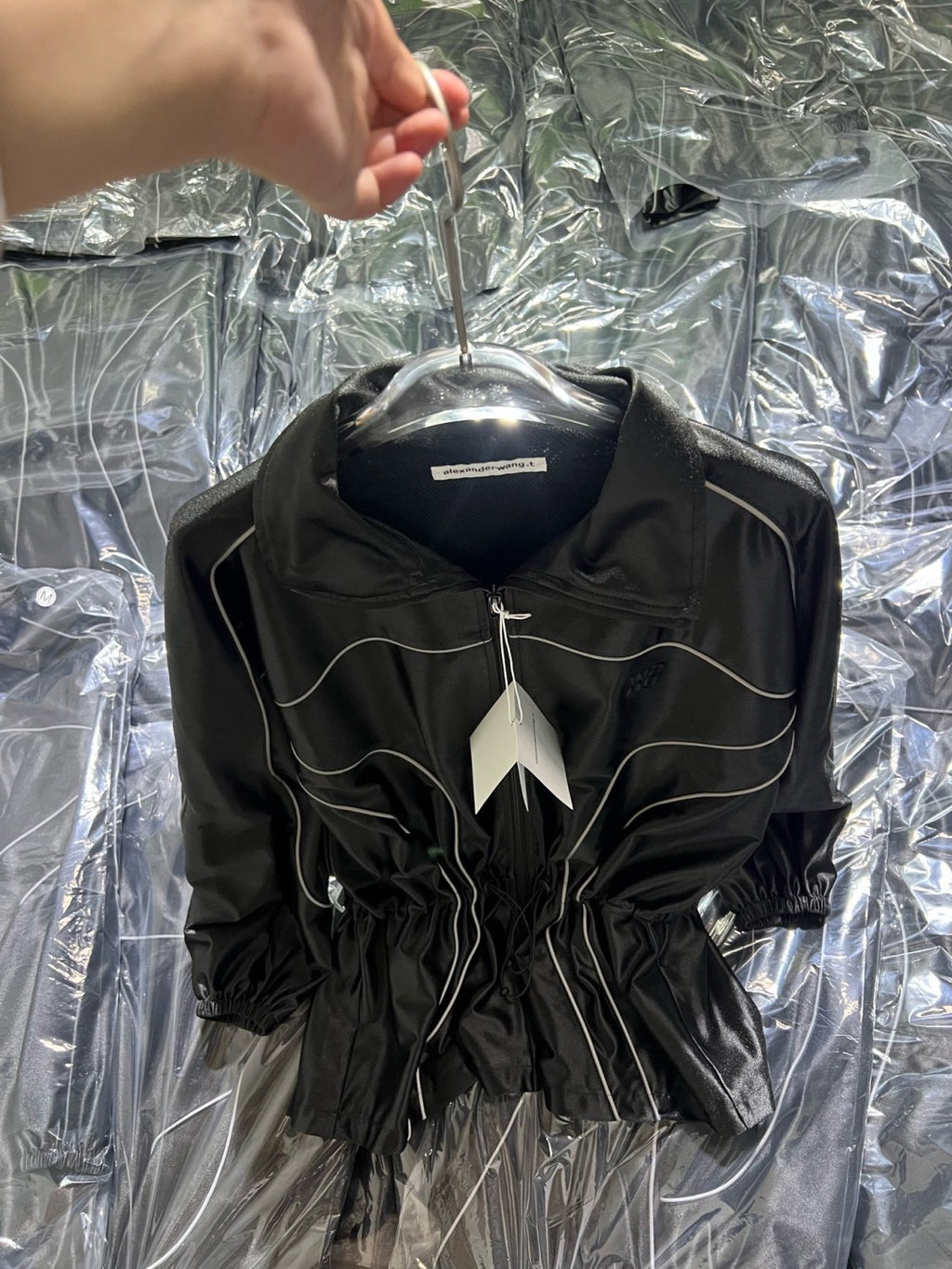 Women's Color-block fabric Bright trim Zippered dress Jacket #194224