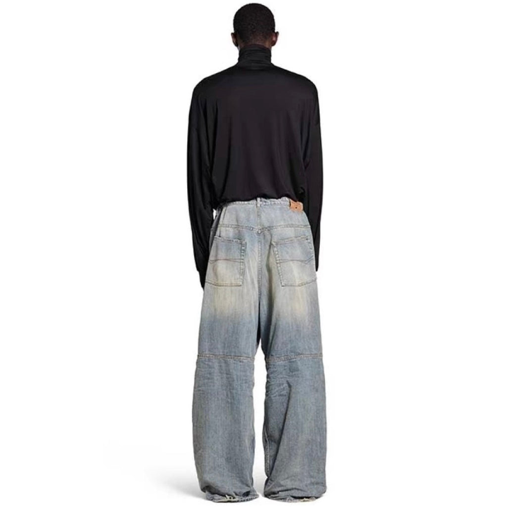 BLCG 2025ss Men's Loose Fit Waxed Denim Jeans Long Pants Trousers #82551A