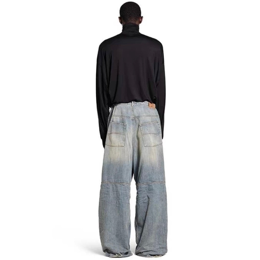 BLCG 2025ss Men's Loose Fit Waxed Denim Jeans Long Pants Trousers #82551A