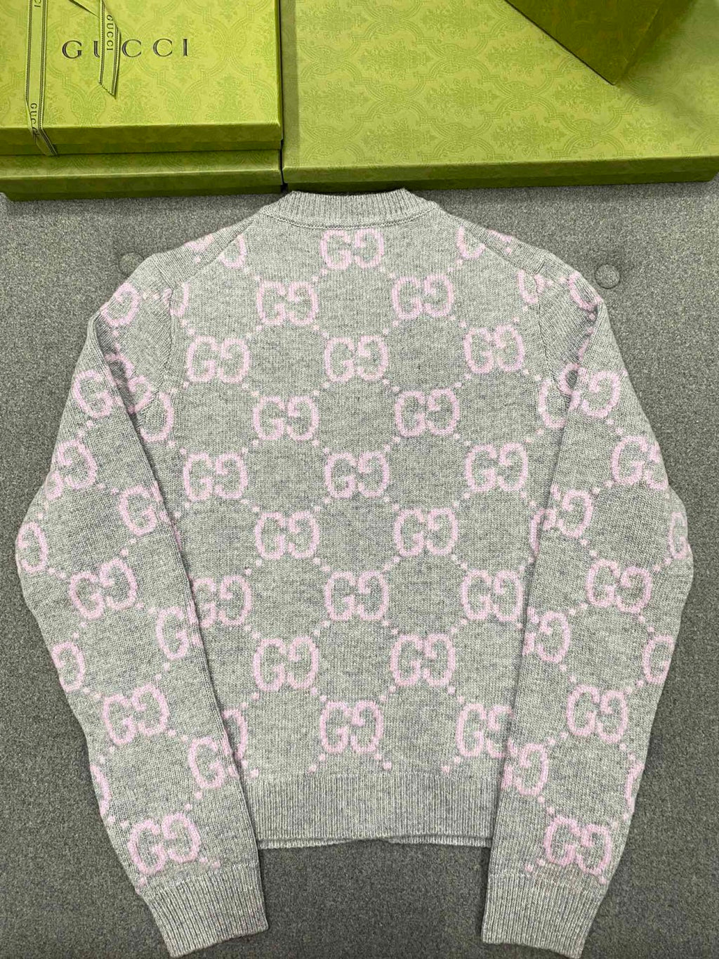 Women's Fall And Winter Double G Knit Round Neck Single Breasted Long Sleeved Jacket Sweater #73276