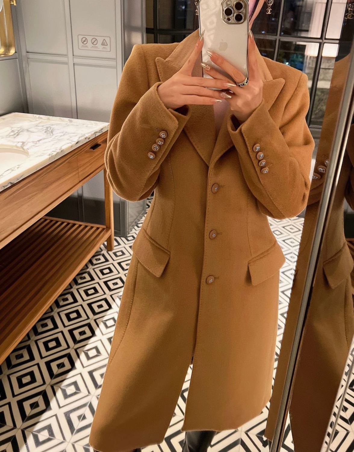 Women's Autumn And Winter Solid Color Wool Single Breasted Medium Length Long Sleeve Coat Ngvp #8955