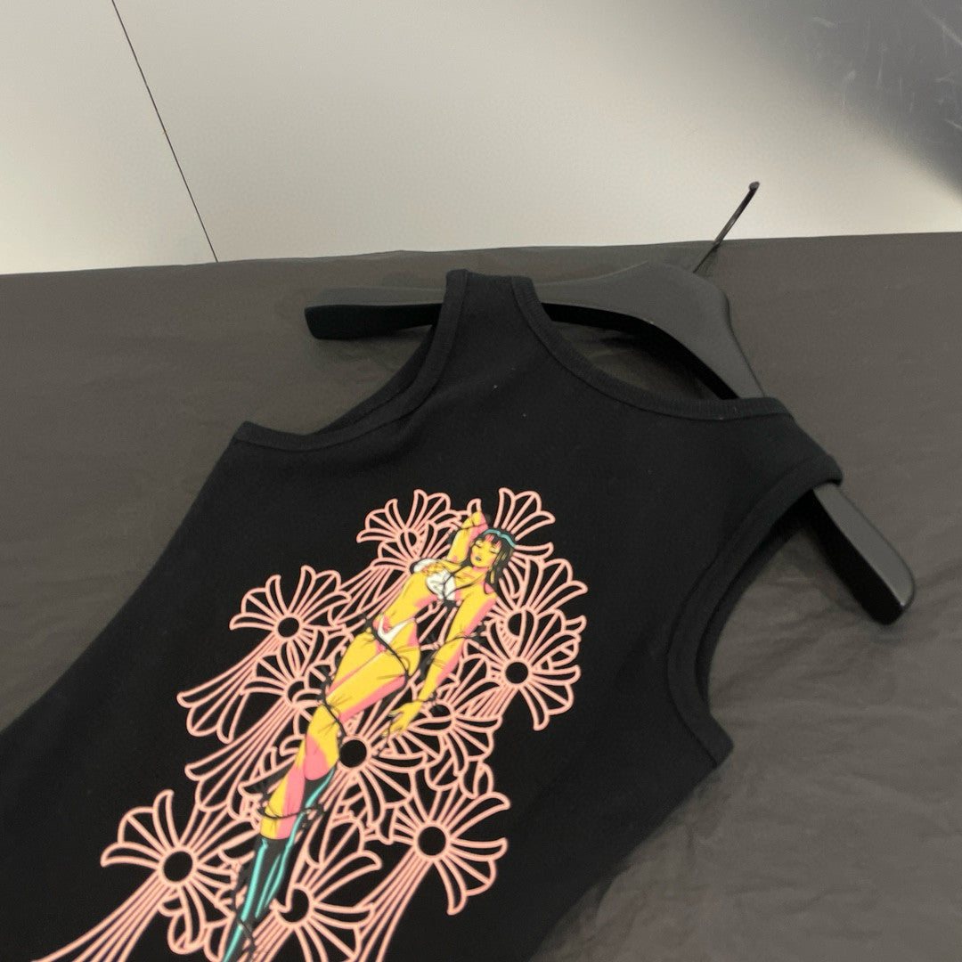 Men's And Women's Fall/Winter Fan Cross Graffiti Print Black Hooded Zipper Jacket Knit Vest Stretch Sweatpants Pants Set Suit #98138