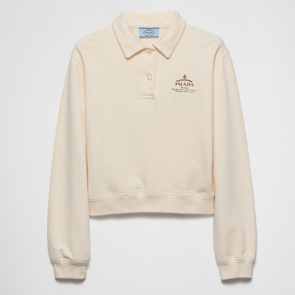 Cotton Fleece Polo Shirt Women's Fall And Winter White Lapel Long Sleeve Sweatshirt Pullover Logo T-shirt #81542