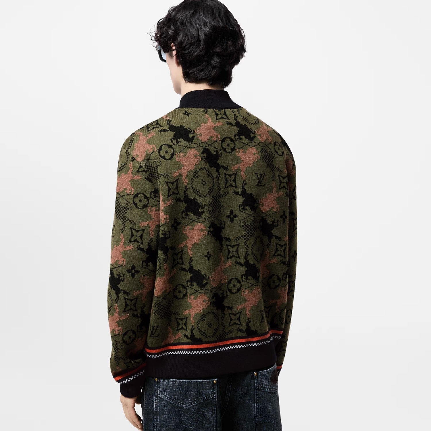 Men's Spring Autumn Solid Color Jacquard Pattern Sheep Wool Pilot Knit Long Sleeve Coat Jacket #71534