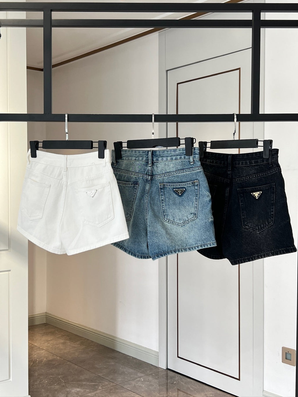 Women's Summer Solid Color Washed High Waist Casual Denim Shorts #75658