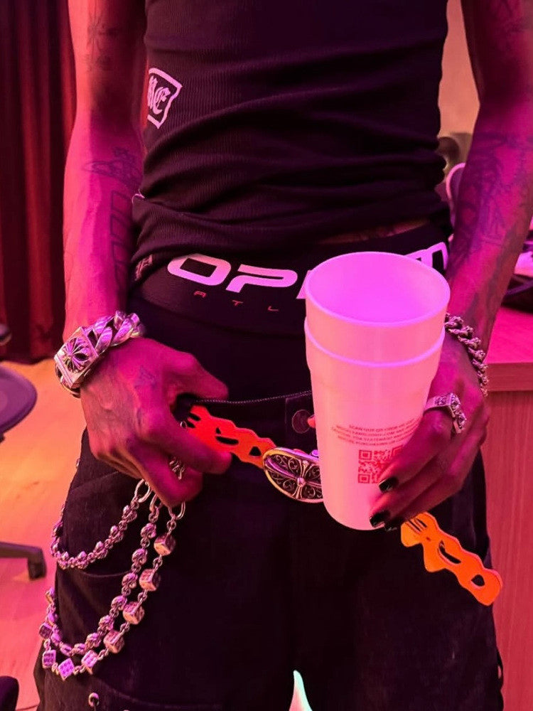 Opium Yvl Style Men's Playboicarti Webbing Cotton Elastic Breathable Long High Waisted Boxer Briefs Underpants Ngvp #1696