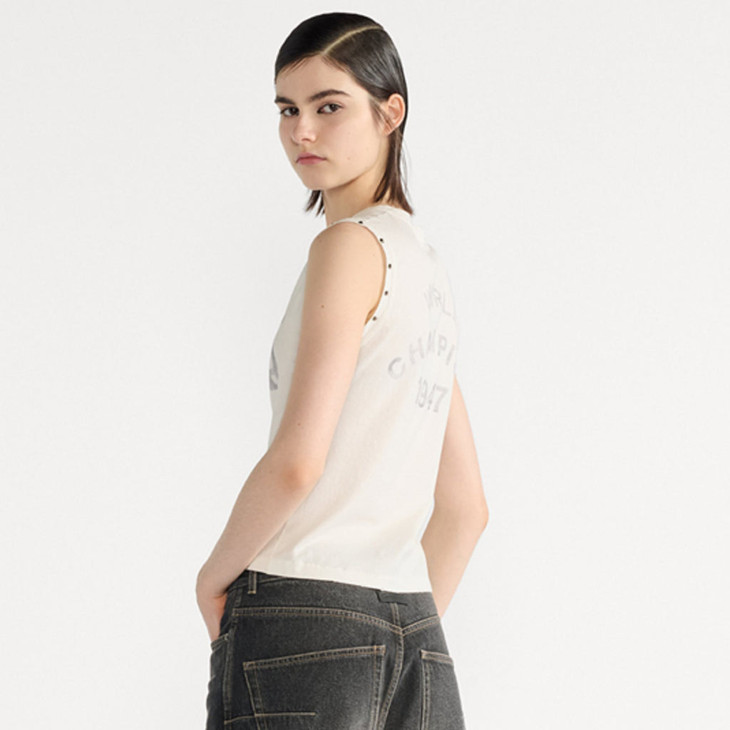 Women's Summer Fashion Casual Solid Color Cotton Letter Sleeveless Tank Top Vest #78537