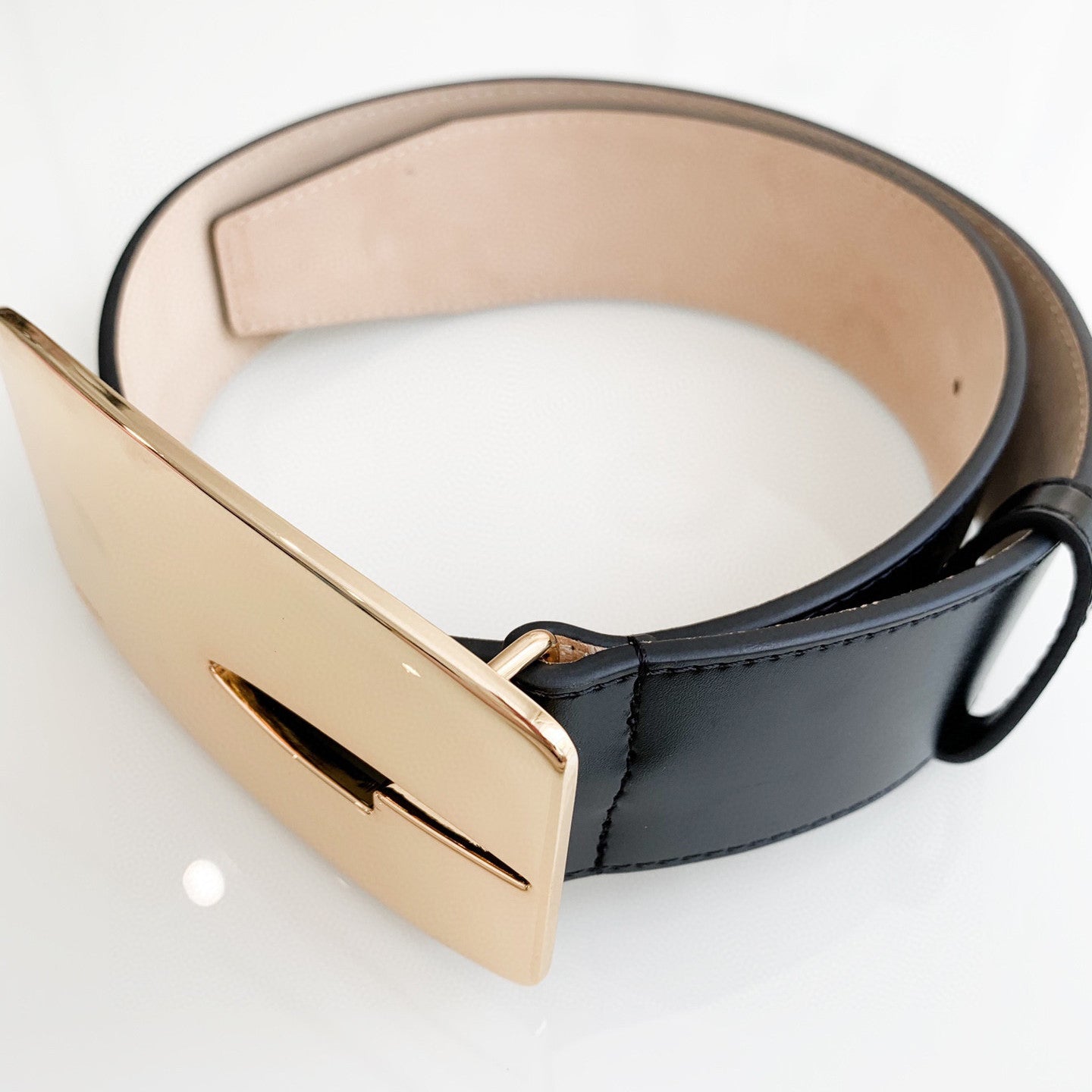 Rectangle Letter G Wide Smooth Buckle Belt Cowhide Belt Fashion Luxury Ngvp #5396