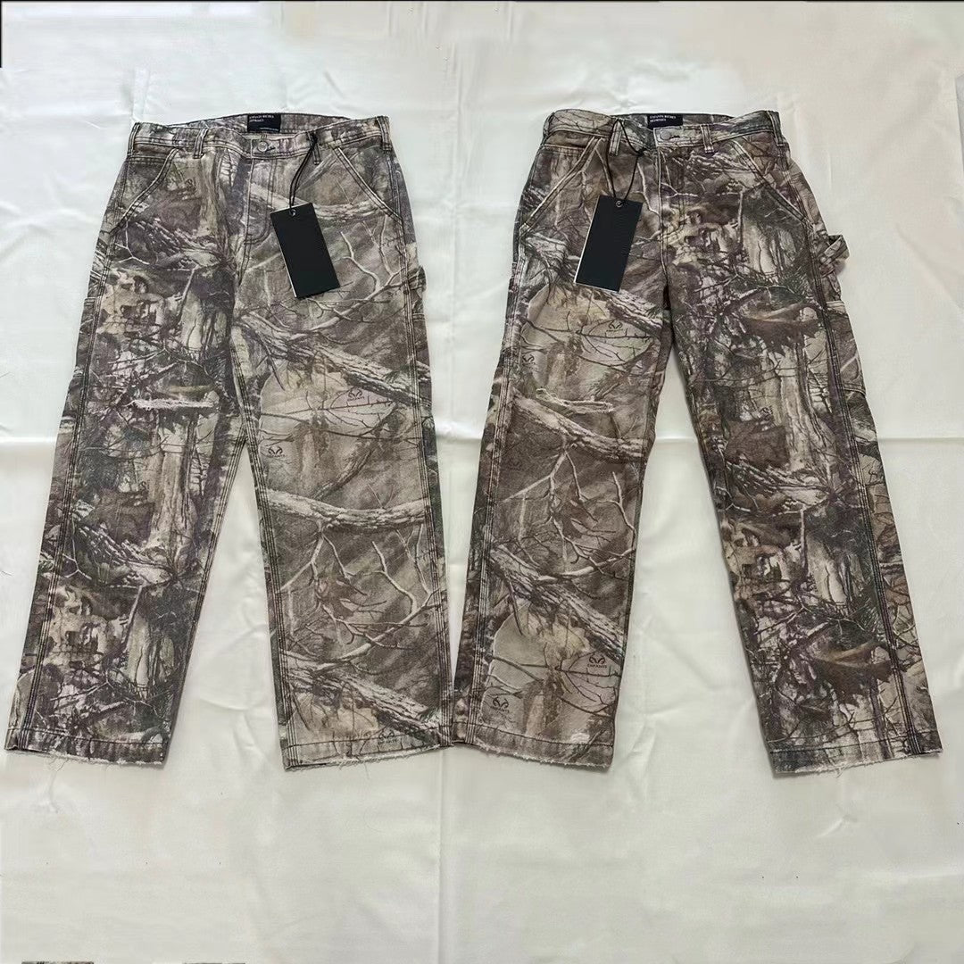 Enfants Riches Deprimes Men's Autumn And Winter Pattern Printed Zipper Slim Low Waisted Camouflage Aged Casual Work Pants Ngvp #7732