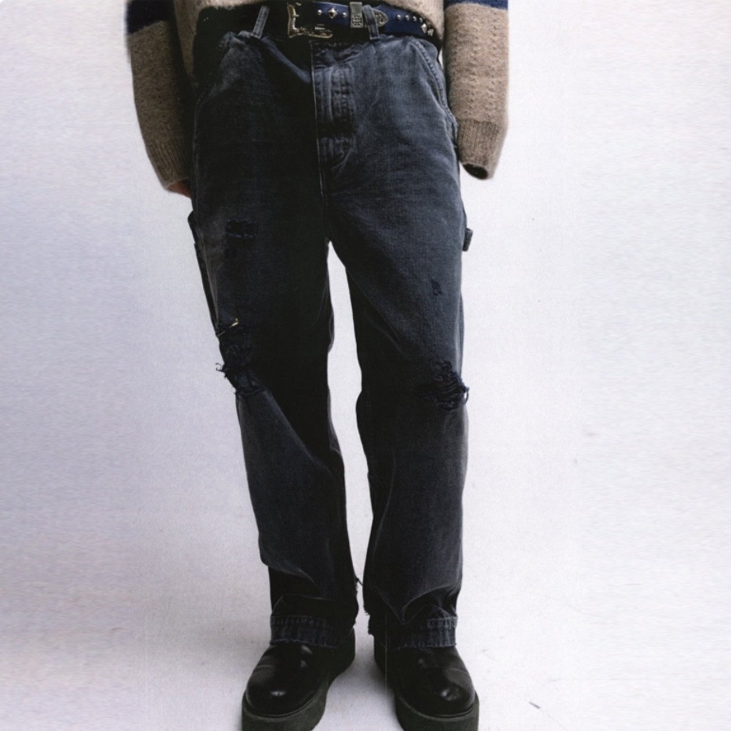 Enfants Riches Deprimes Men's Women's Four Seasons Solid Color Zipper Mid Waist Fitted Washed Workwear Jeans Long Pants Ngvp #7988