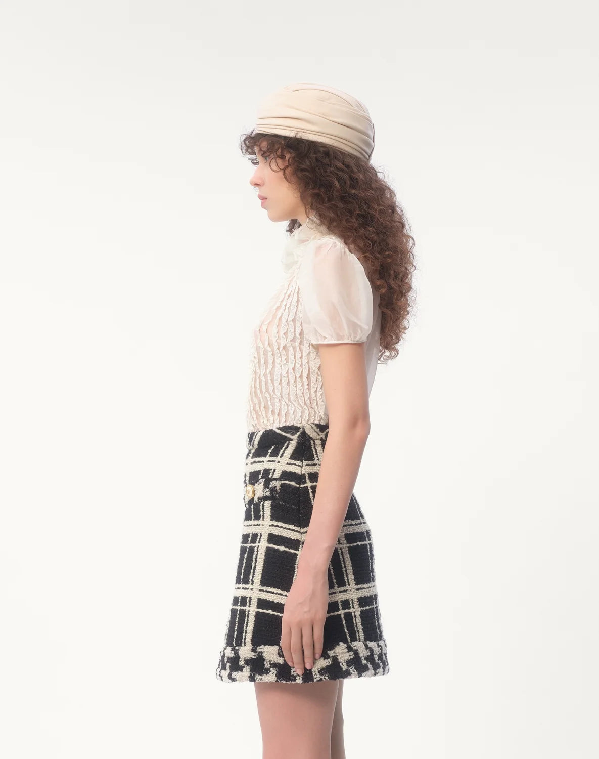 Women's Summer Silk Ruffle Vintage Bubble Sleeve Solid Color Chiffon Shirt Ngvp #9911