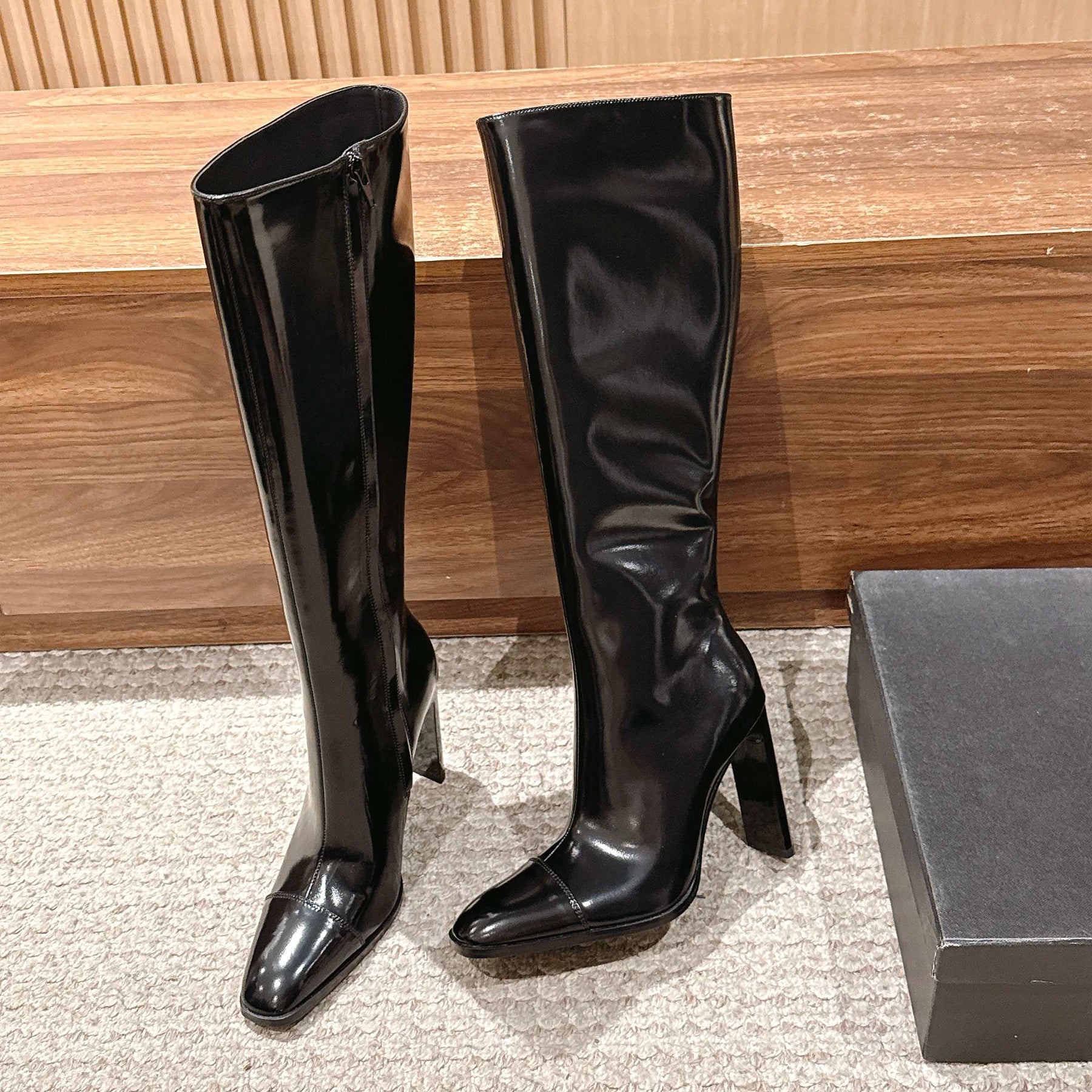 YS Women's Pointed Cat Heel Long Short Red Black Boots Fashion Temperament Elegant Sexy Zipper Short Boots Shoes Ngvp #2185