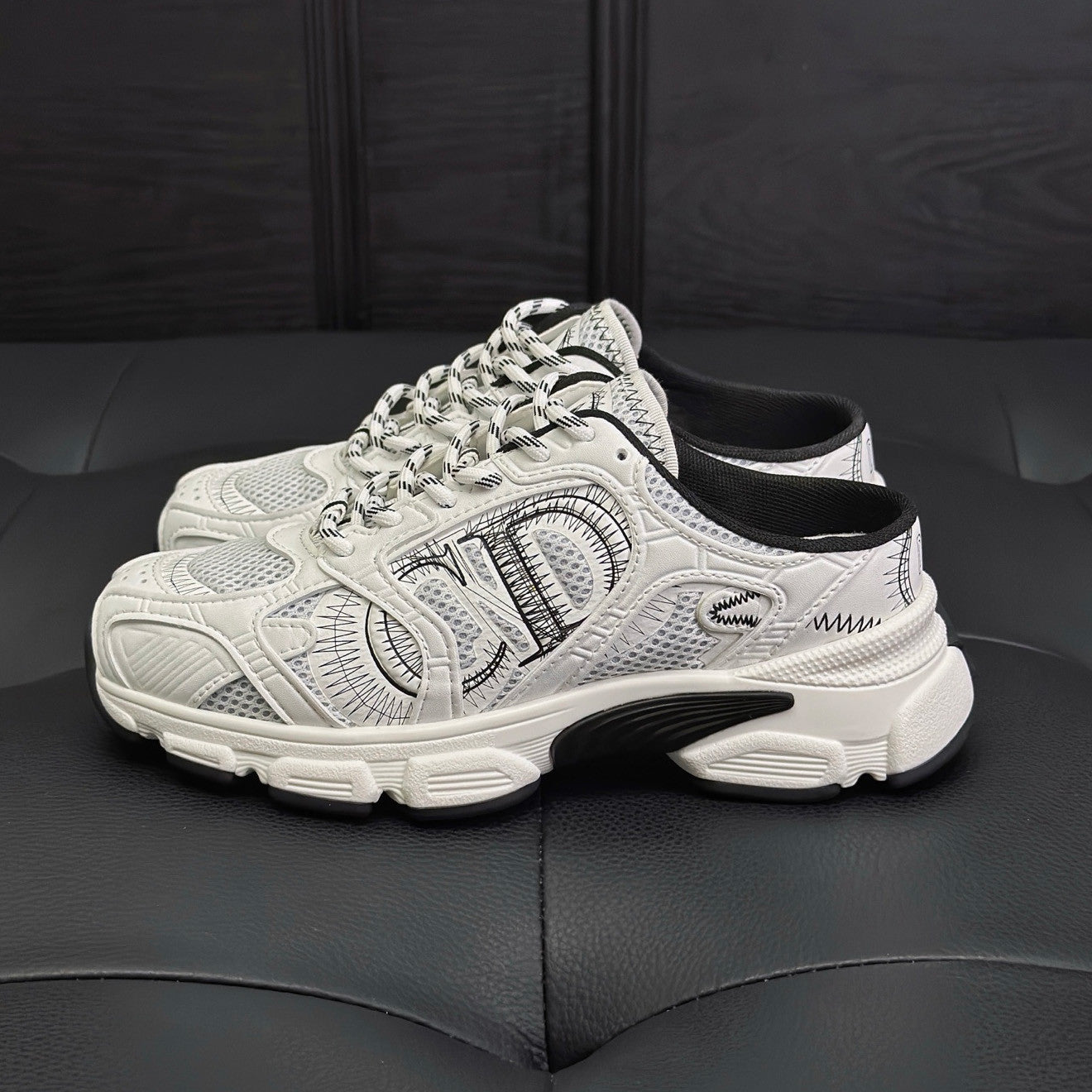 CD Chrono Men's And Women's Spring And Autumn Color Block Round Toe Lace-up Slip-on Shoes. Made Of Mesh Fabric With Low-top Design Shoes #78134