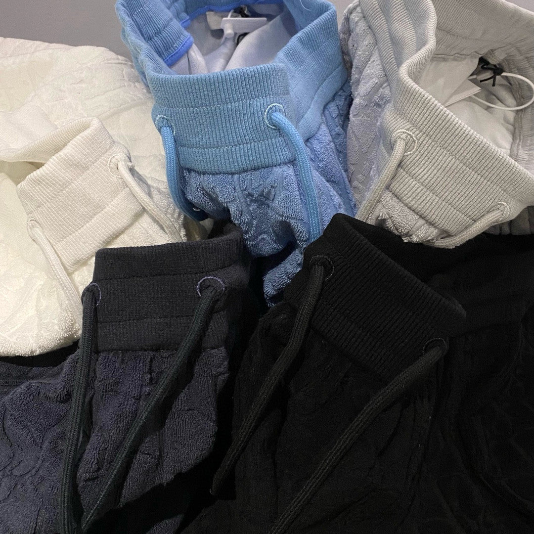 Men's Summer Monogrammed Jacquard Solid Color Lace-Up Shorts Pants #98871