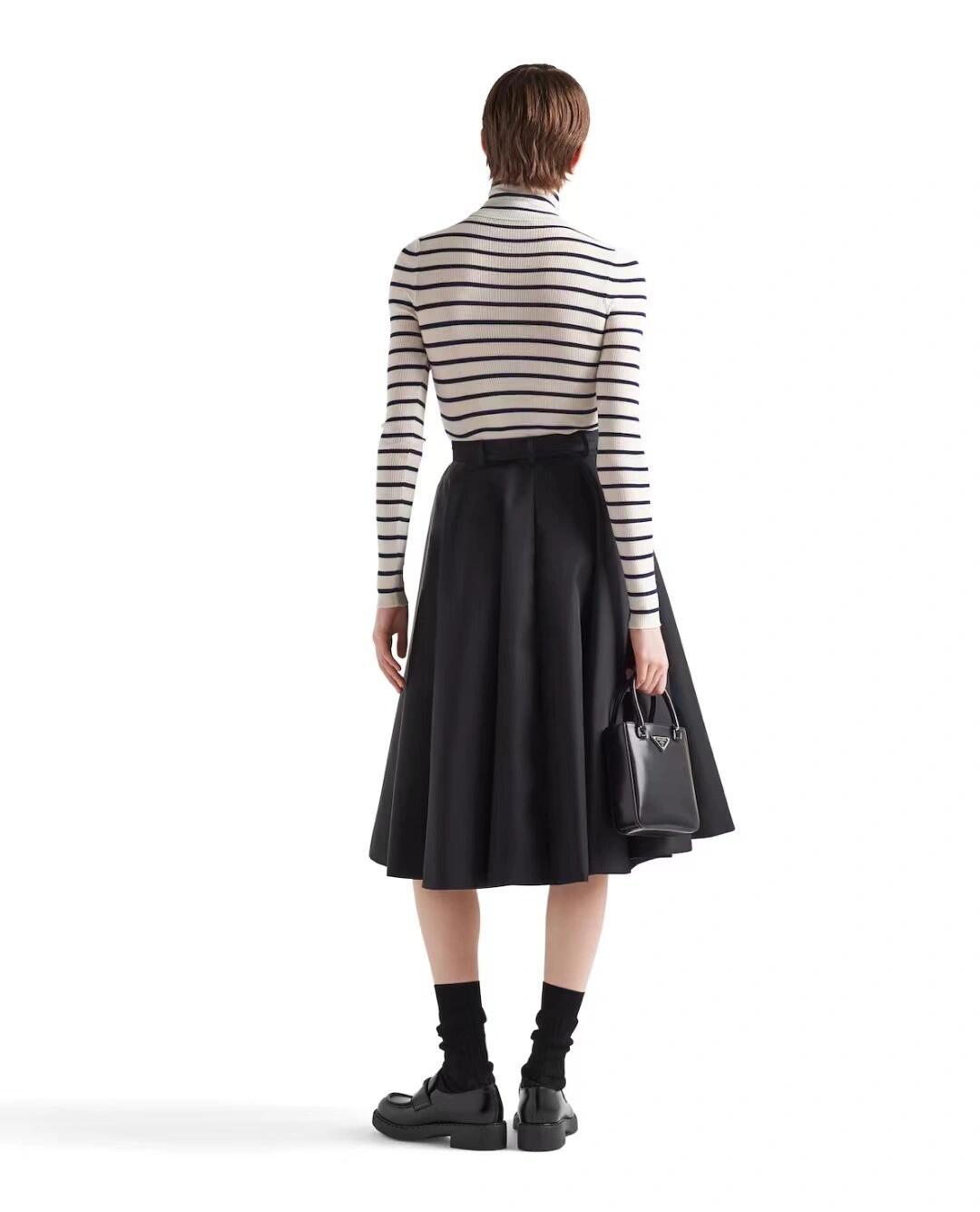 Women's Spring and Autumn Striped Printed Letter Insert High Neck Pullover Wool Sweater #75136