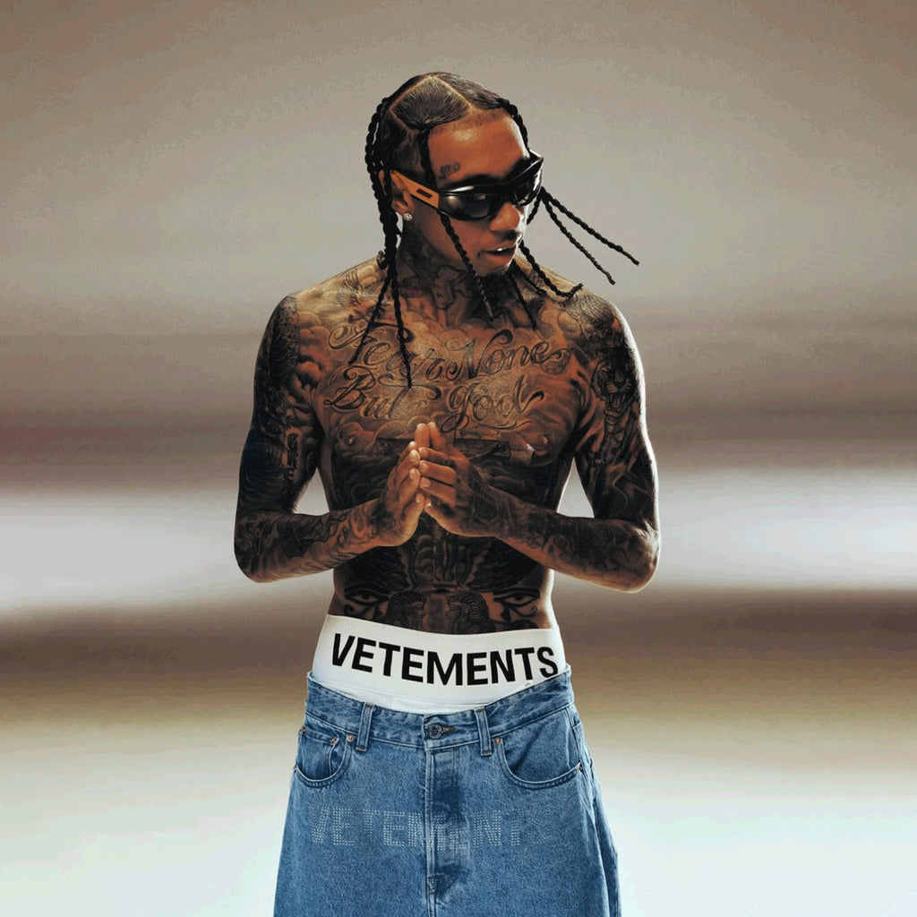 Vetements Men's Printed Letter Webbing Cotton Elastic Breathable Long Boxer Briefs Comfortable High Street Underpants Accessories  #9952