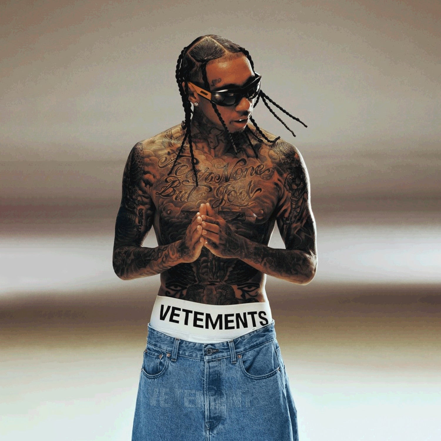 Vetements Men's Printed Letter Webbing Cotton Elastic Breathable Long Boxer Briefs Comfortable High Street Underpants Accessories  #9952