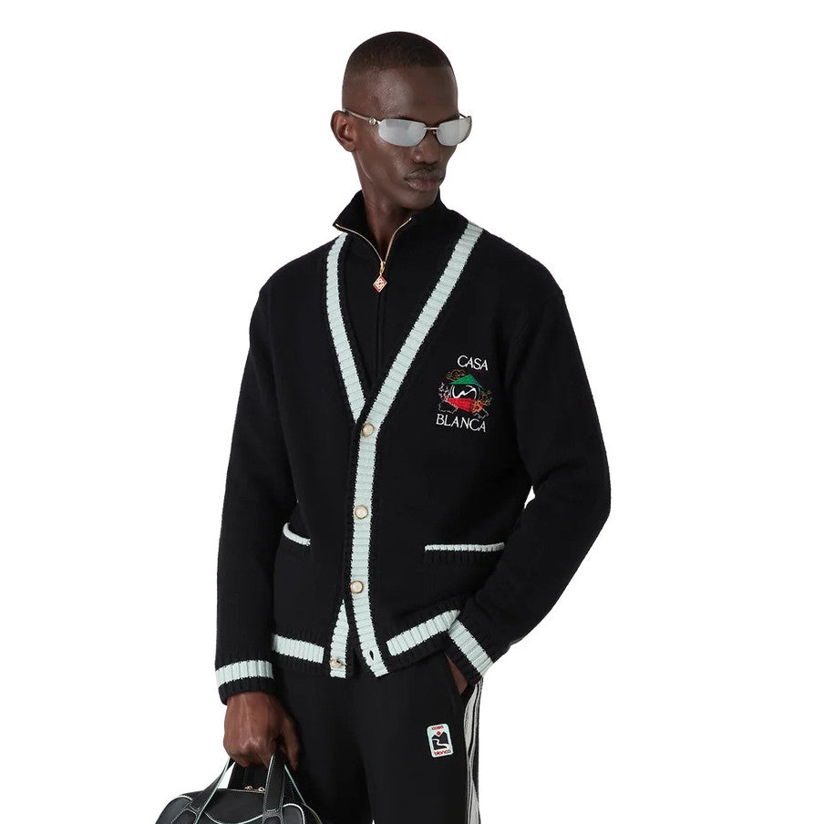 Casa Mountain Temple Cardigan Men's And Women's Spring/autumn Fashion Casual Embroidered Badge V Neck Single Breasted Knitted Cardigan #78324