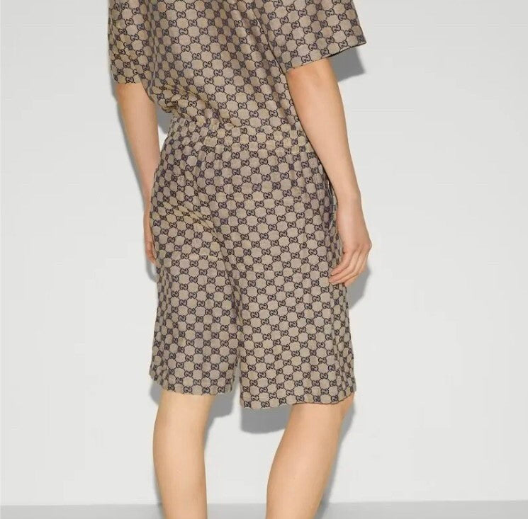 Men's Spring/summer Vintage Logo Jacquard Shorts Linen Blend Premium Luxury Colorblocking Shorts #99444