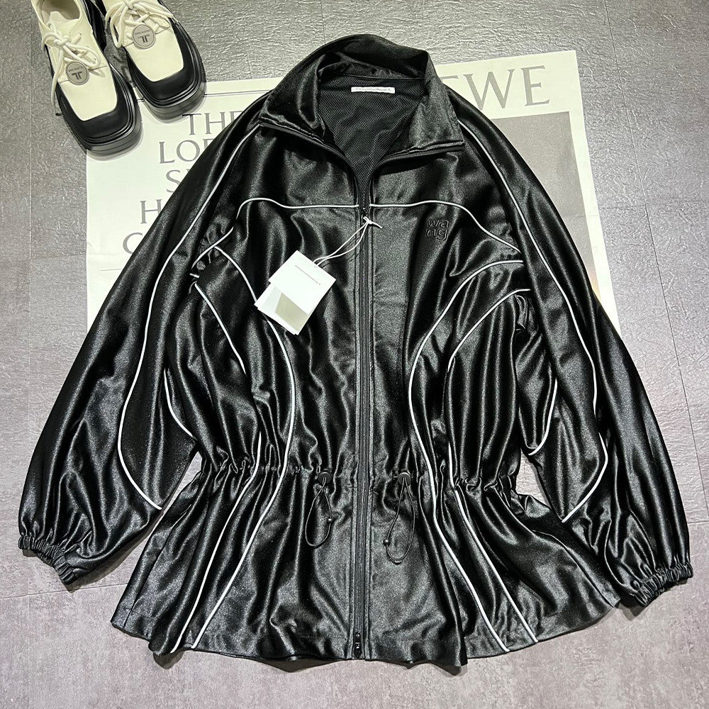 Women's Color-block fabric Bright trim Zippered dress Jacket #194224