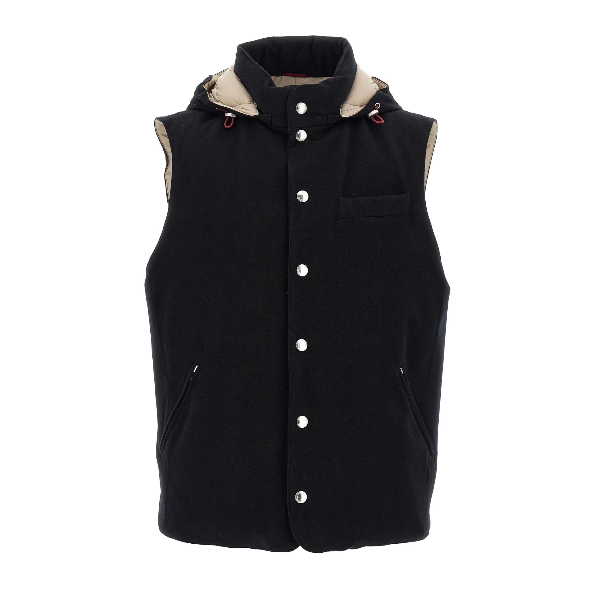 BC Men's Spring/Autumn Detachable Hooded Solid Color Single-Breasted Bonded Wool Flannel Down Vest Ngvp #2293