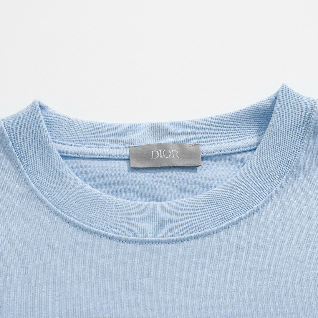 CD Men's Summer Solid Color Letter Logo Printed Loose Round Neck Cotton Short Sleeve T-Shirt #98432