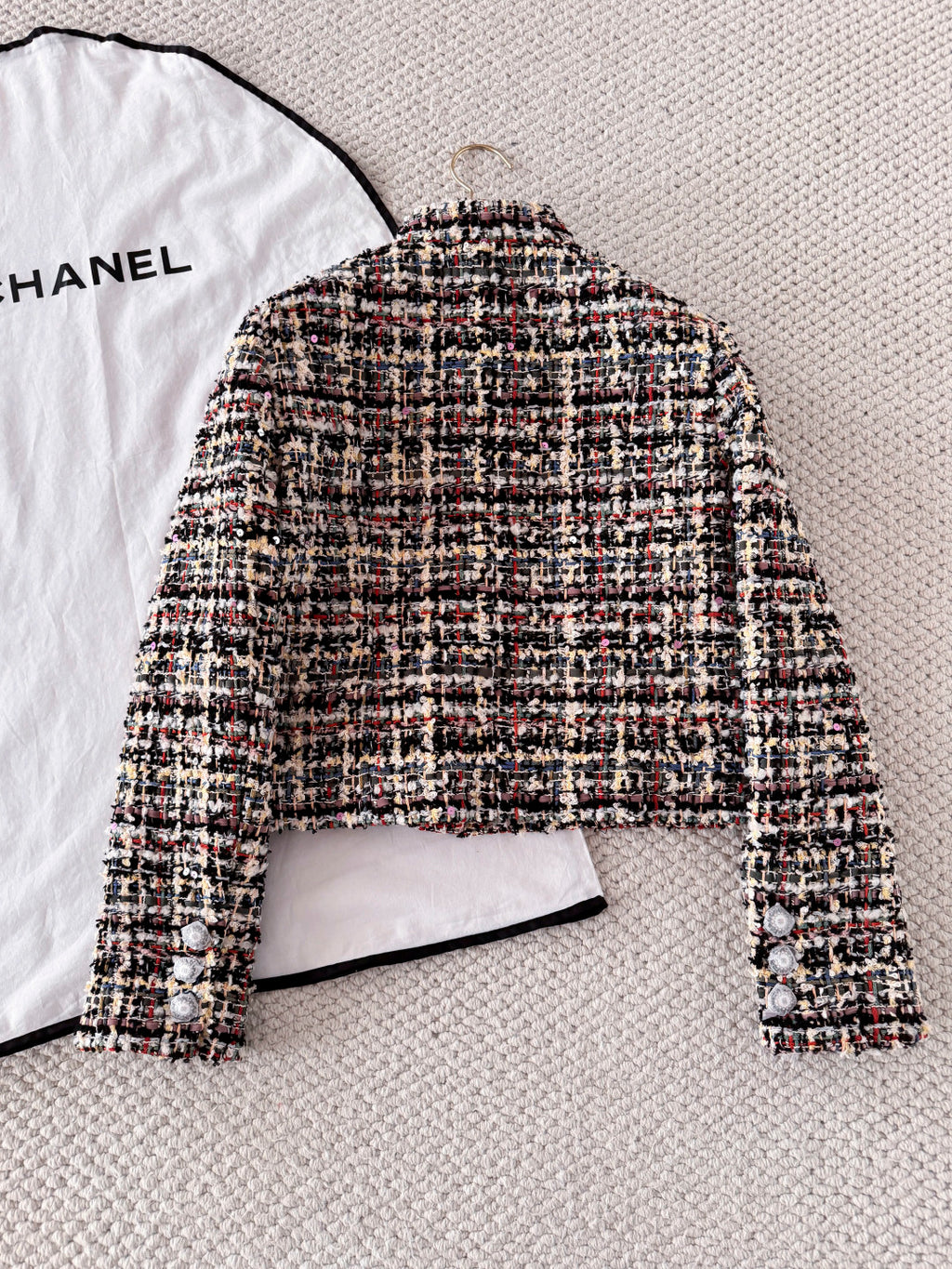 Women's 26SS Round Neck Button-up Tweed Short Coat Jacket Short Skirt Set Suit #194252