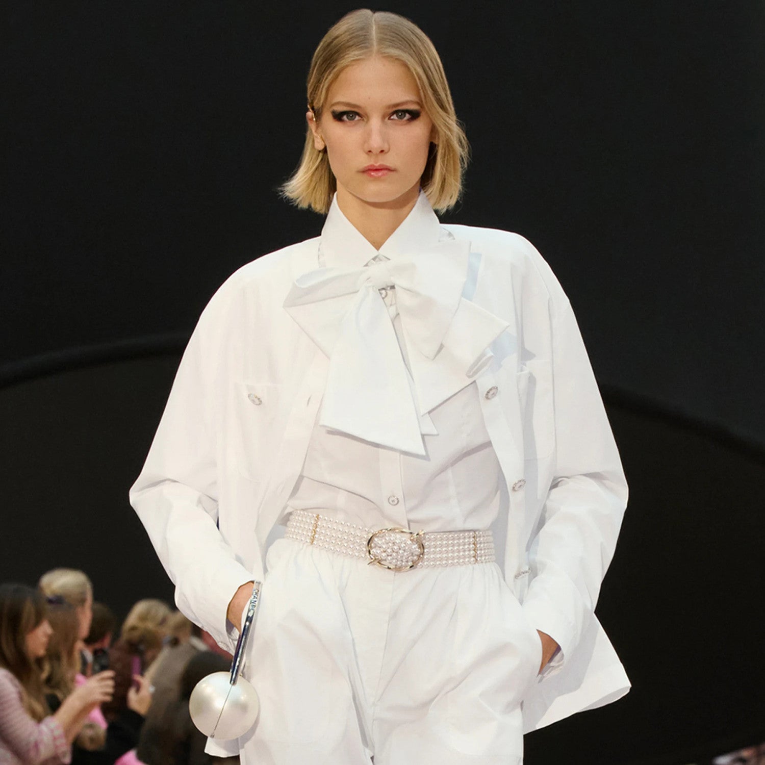 Women's Spring/Summer White Bow Cotton Collar Shirt Understated Luxury. Elegant and Refined Button-Up Long Sleeve Shirt  #194474