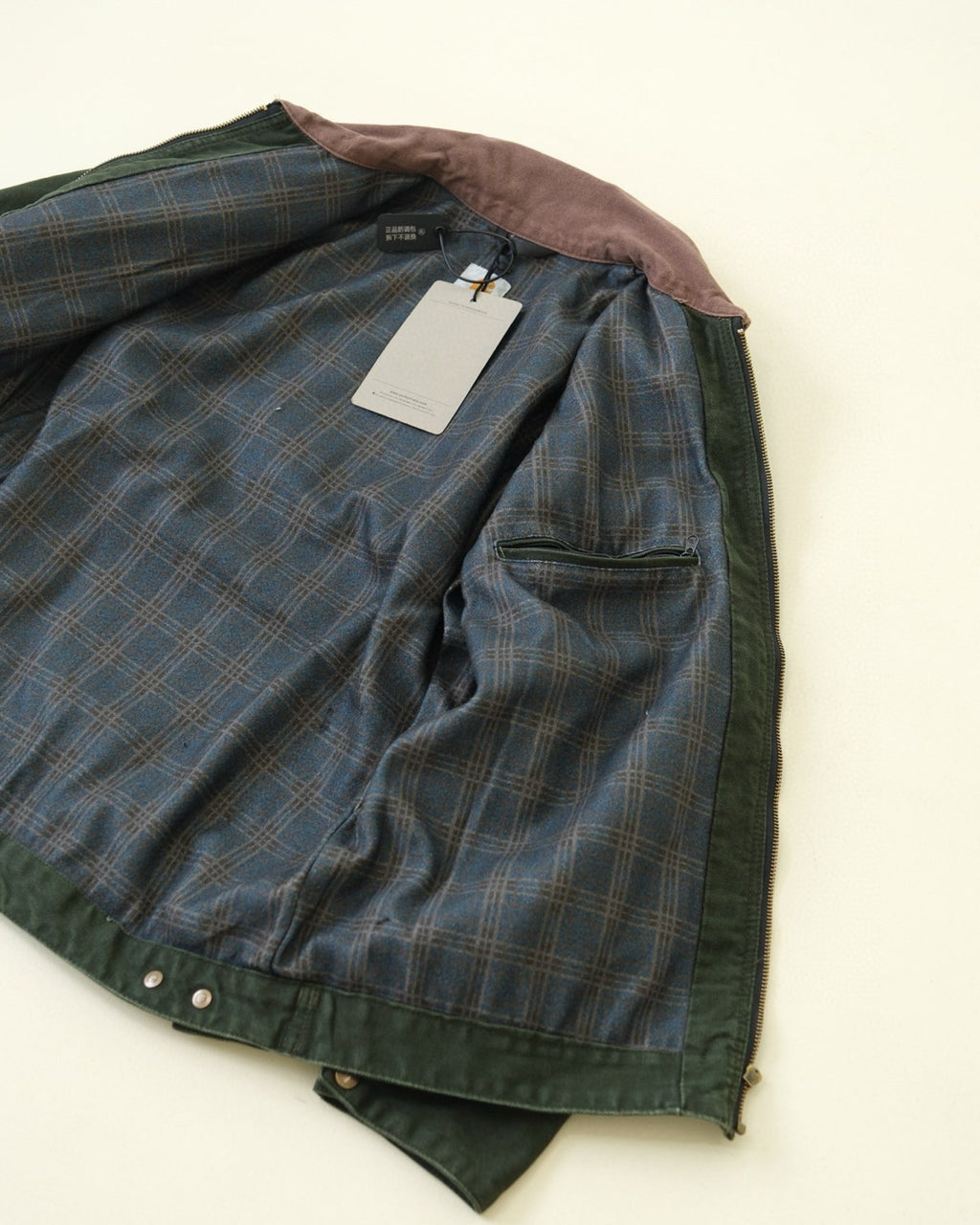 WIP Men's Fall And Winter Washed And Aged Zipper Lapel Long Sleeve Jacket #72834