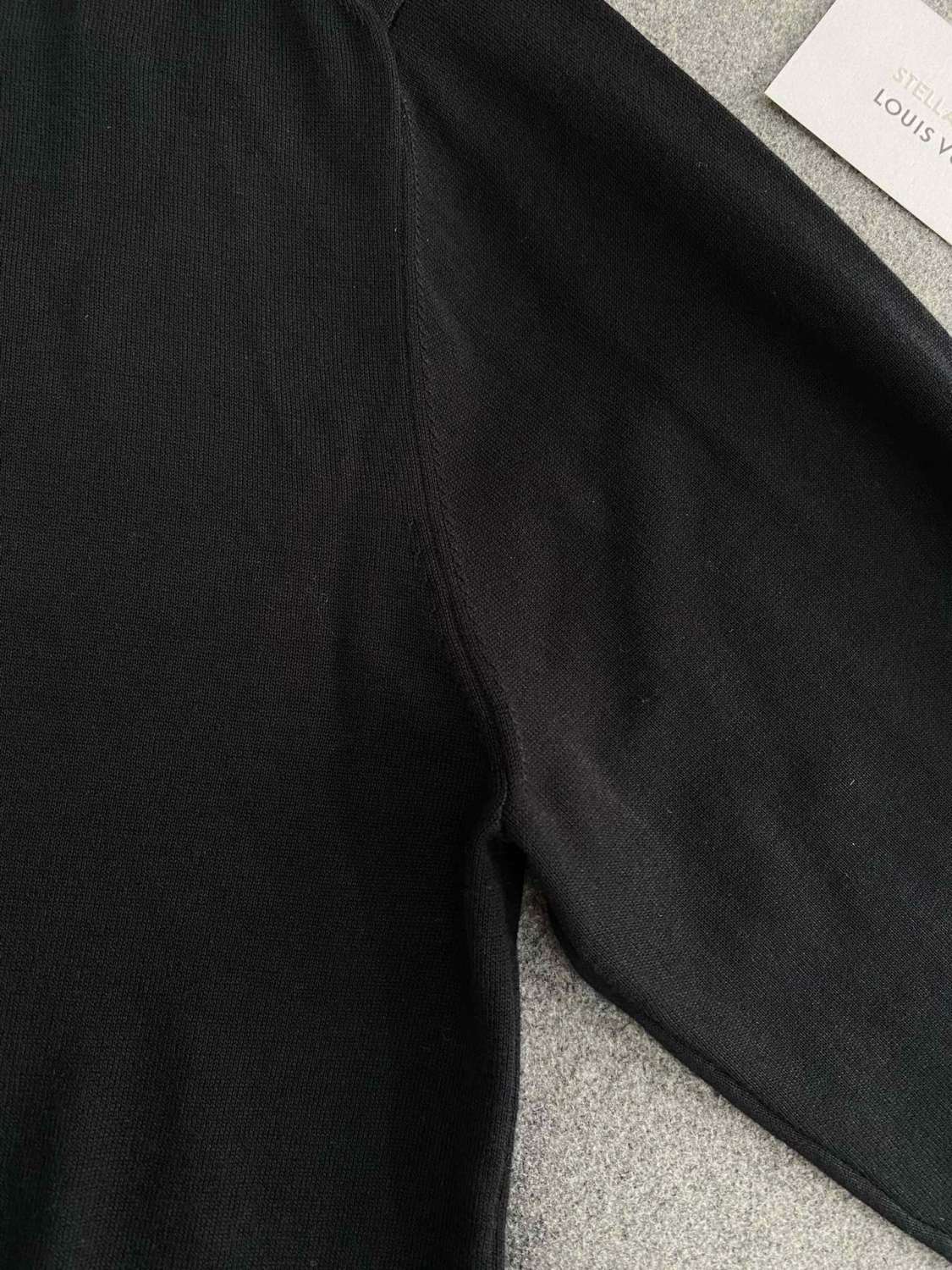 Men's Spring And Fall Logo Printed Crew Neck Black Cotton Long Sleeve Fitted Sweater #71473