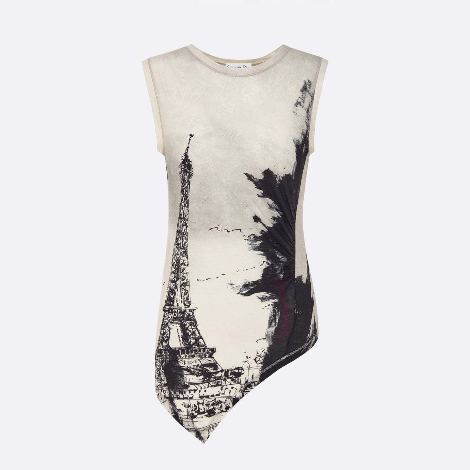 Women's Summer Paris Tower Print Hand-painted Style Cotton Vest Sleeveless Round Neck Top T-shirt Ngvp #8764