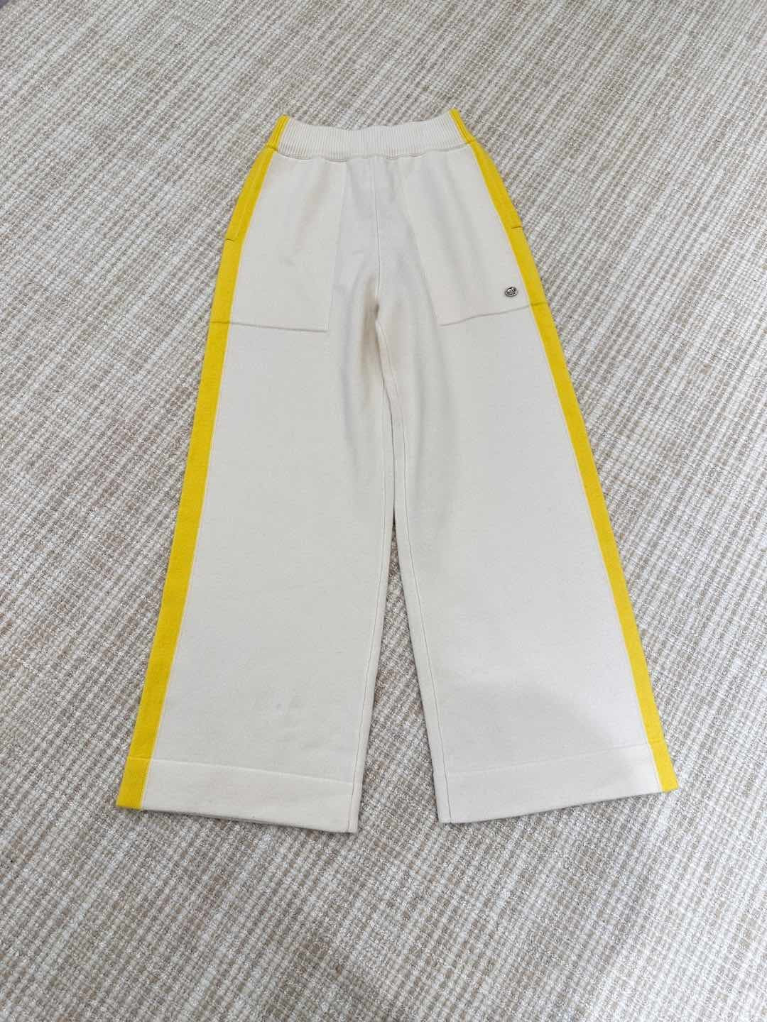 Women's Spring & Autumn Loose Colorblocking Knitted Wide-Leg Pants Casual Long Trousers Ngvp #9839