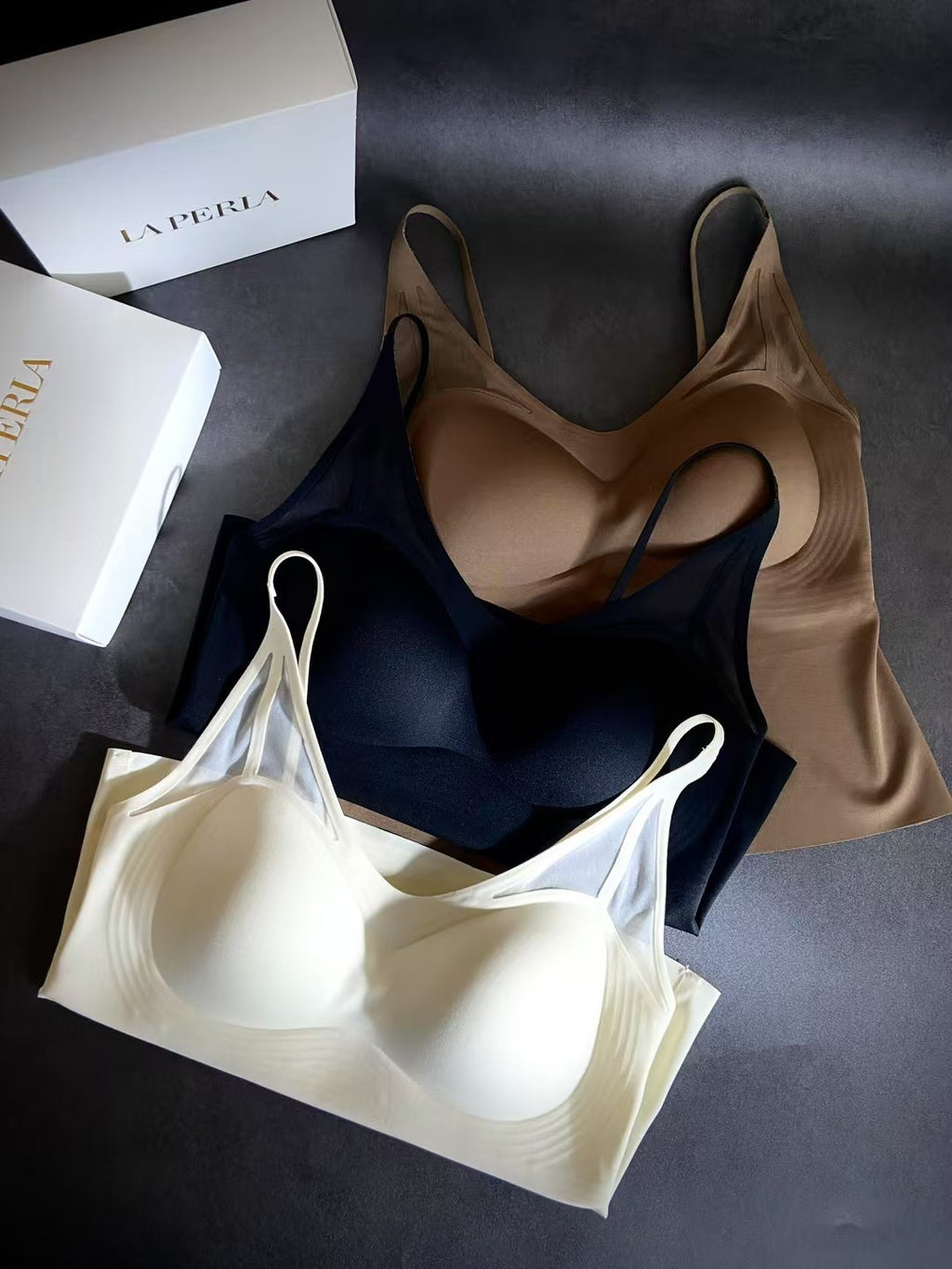 Laperla Women's Comfortable Seamless Silk Lined Bra Pads with Thin Straps  Beautiful Back Design  High-Stretch Breathable Underwear #78499