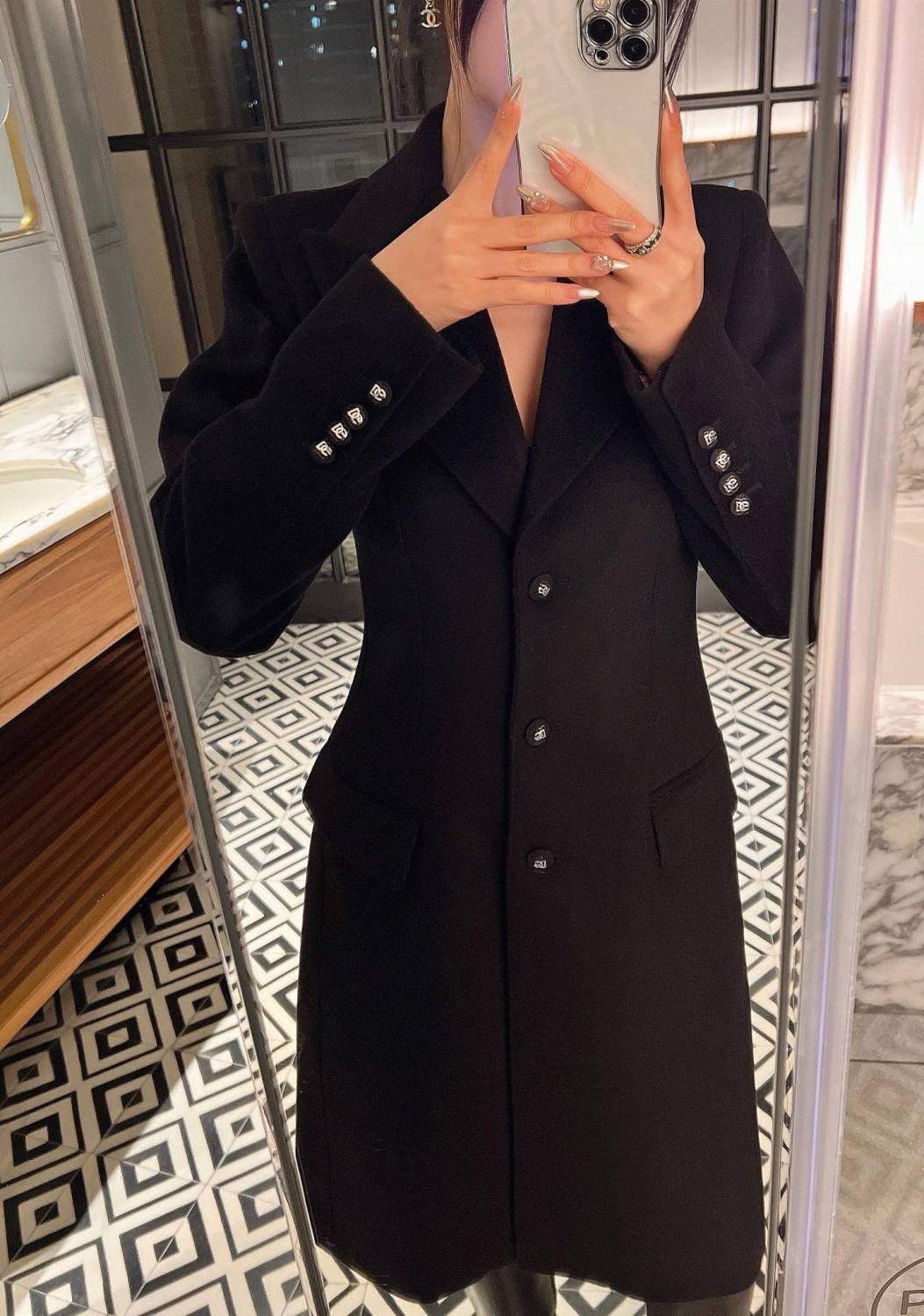 Women's Autumn And Winter Solid Color Wool Single Breasted Medium Length Long Sleeve Coat Ngvp #8955