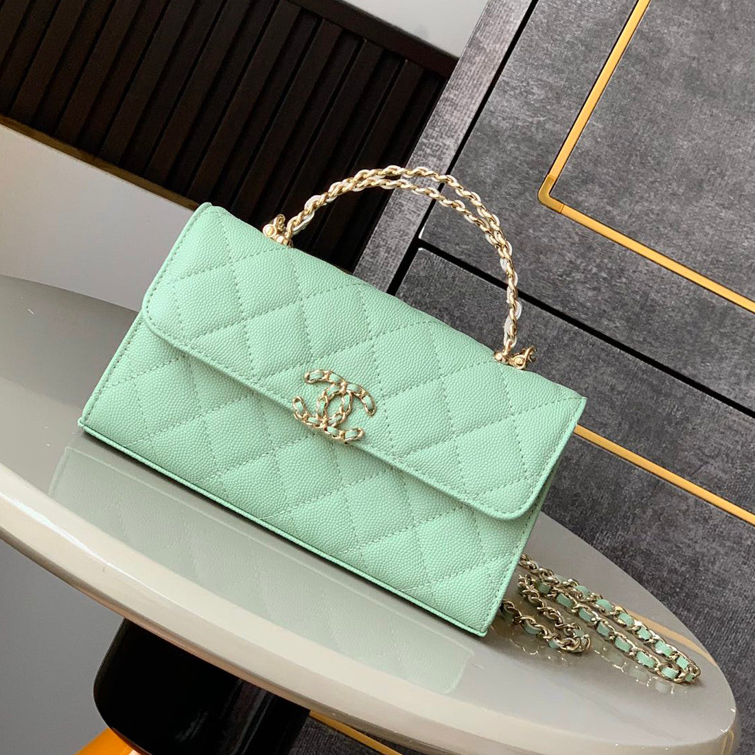 Women's Solid Color Diamond Pattern Chain Shoulder Strap Grain Embossed Leather Flap Bag Single Shoulder Handbag Crossbody Bags #77513