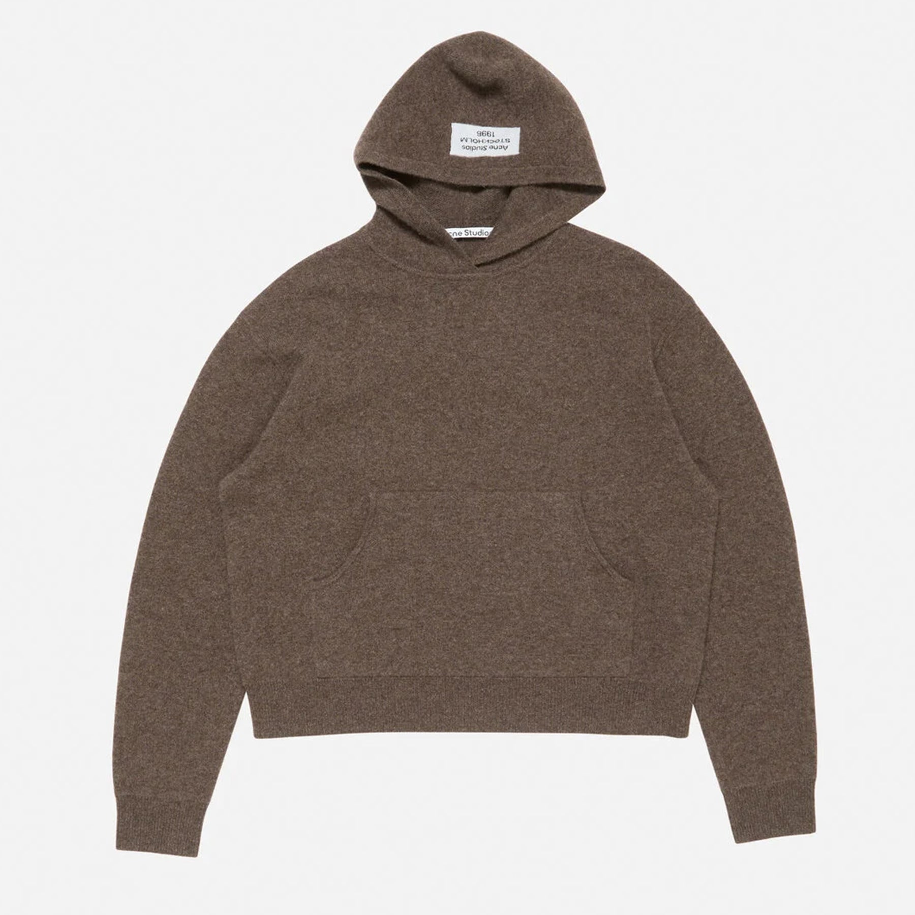 Acne Studios Men's Fall/Winter Logo-Printed Casual Blend Hooded Sweatshirt Knit Sweater Walnut Brown Fashionable Casual Pullover Hoodie #82197A