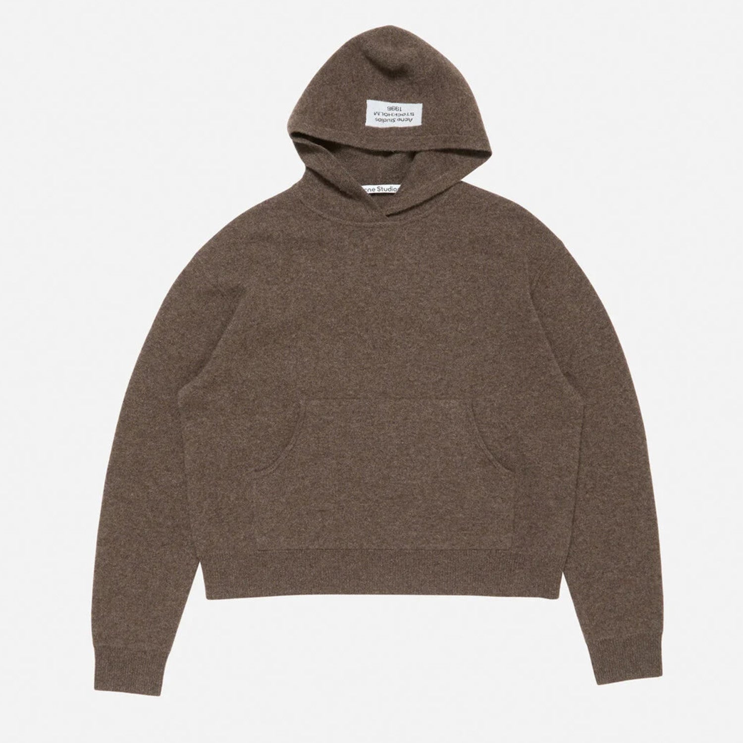 Acne Studios Men's Fall/Winter Logo-Printed Casual Blend Hooded Sweatshirt Knit Sweater Walnut Brown Fashionable Casual Pullover Hoodie #82197A