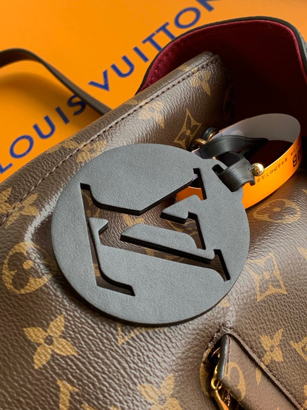 Montsouris Women's Brown Letter Print Canvas and Leather Backpack Bag Bags #77524